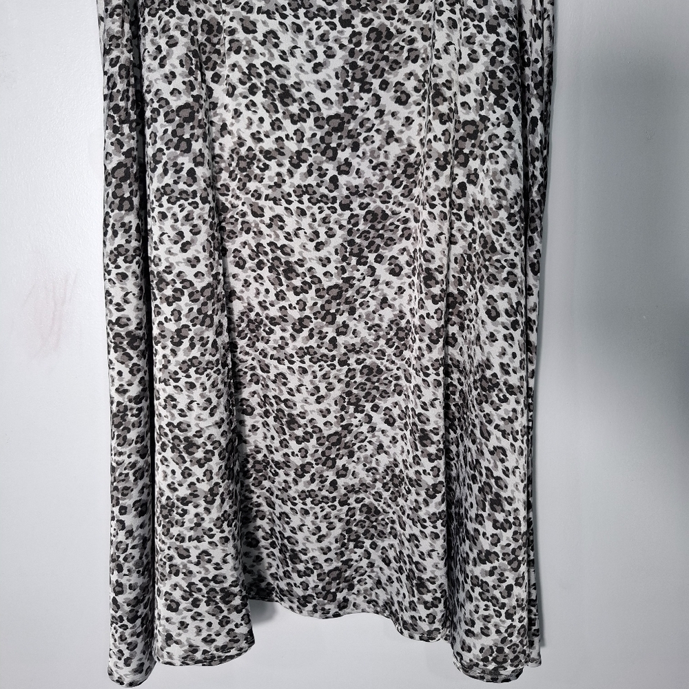 Status by Chenault Women Leopard Animal Print A-Line Slit Midi Skirt L Feminine - Picture 10 of 15